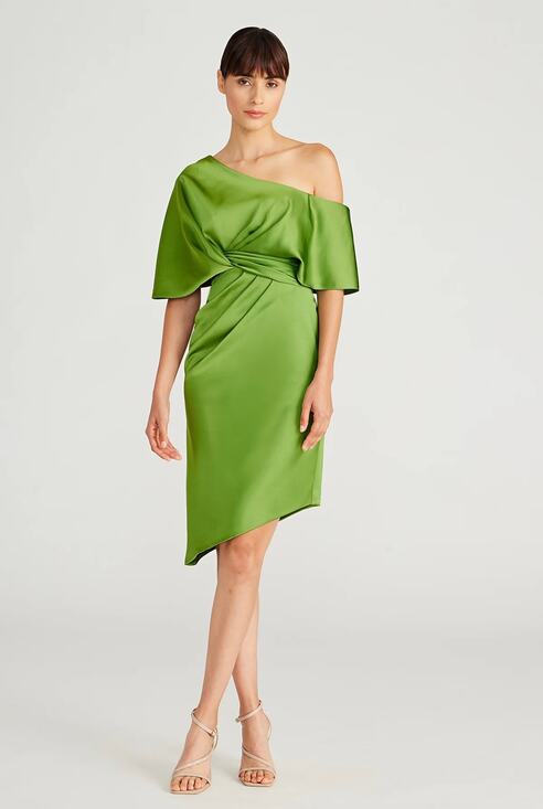 Theia Dresses & Skirts - THEIA Polly Satin Cocktail Dress 1 Shoulder Paradise Green 2 XS NEW Wedding Gues